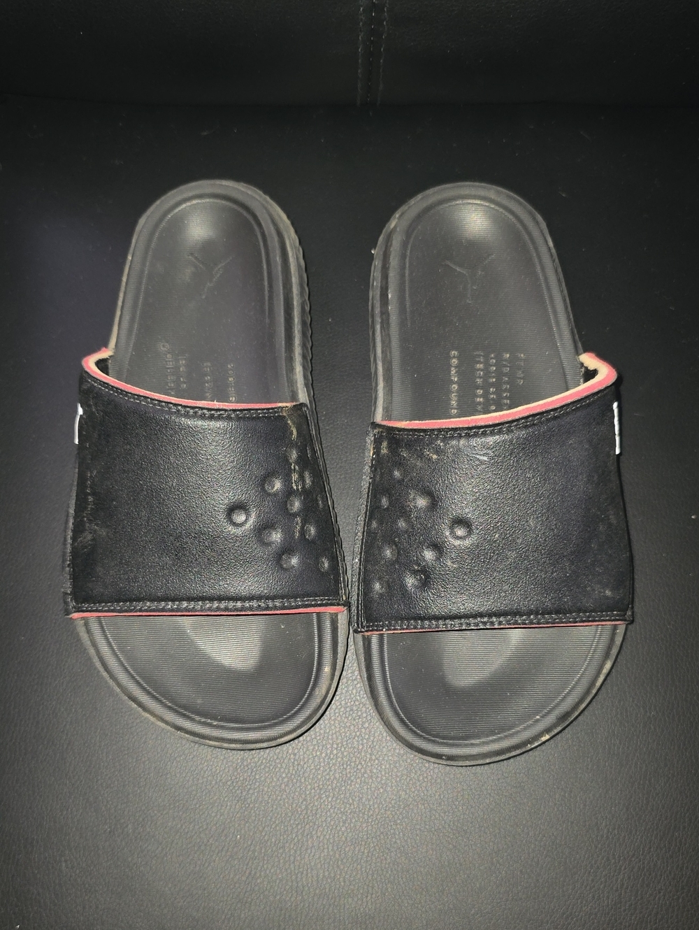 Jordan Kids Black Slides with Pink Accent